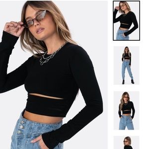 Long Sleeve Black Crop Top